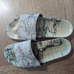 2016 Eddie Huang x Adidas Adilette slide  used map world geography Size 9 Men
